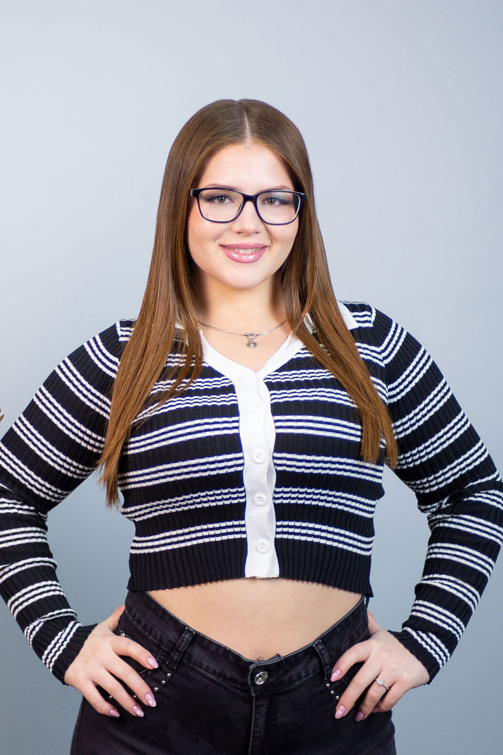Sweater Abotonado Lucía con Rayas