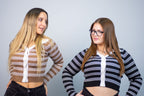 Sweater Abotonado Lucía con Rayas