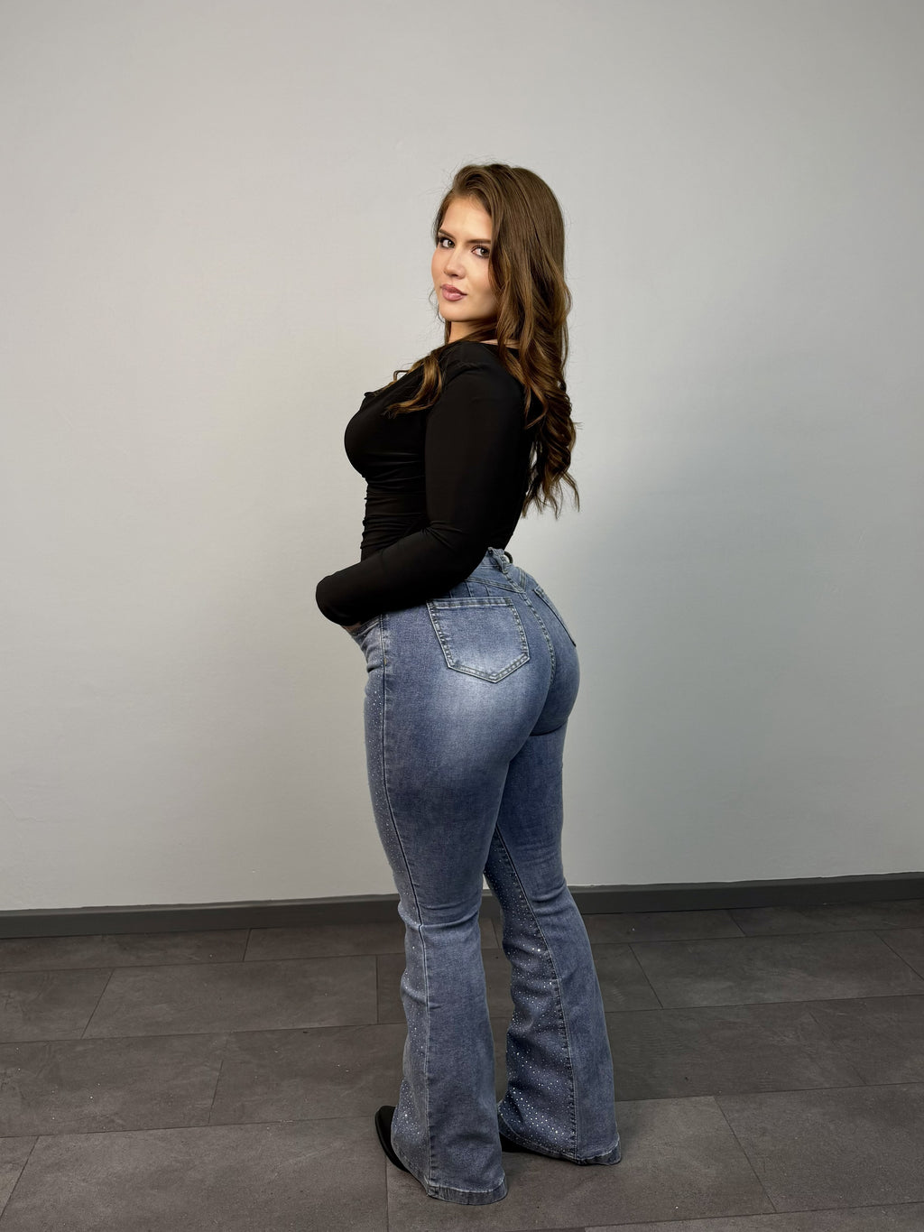 Jeans Flare Shanghai con Brillos