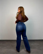 Jeans Wide Leg Berlín con Tachas Laterales